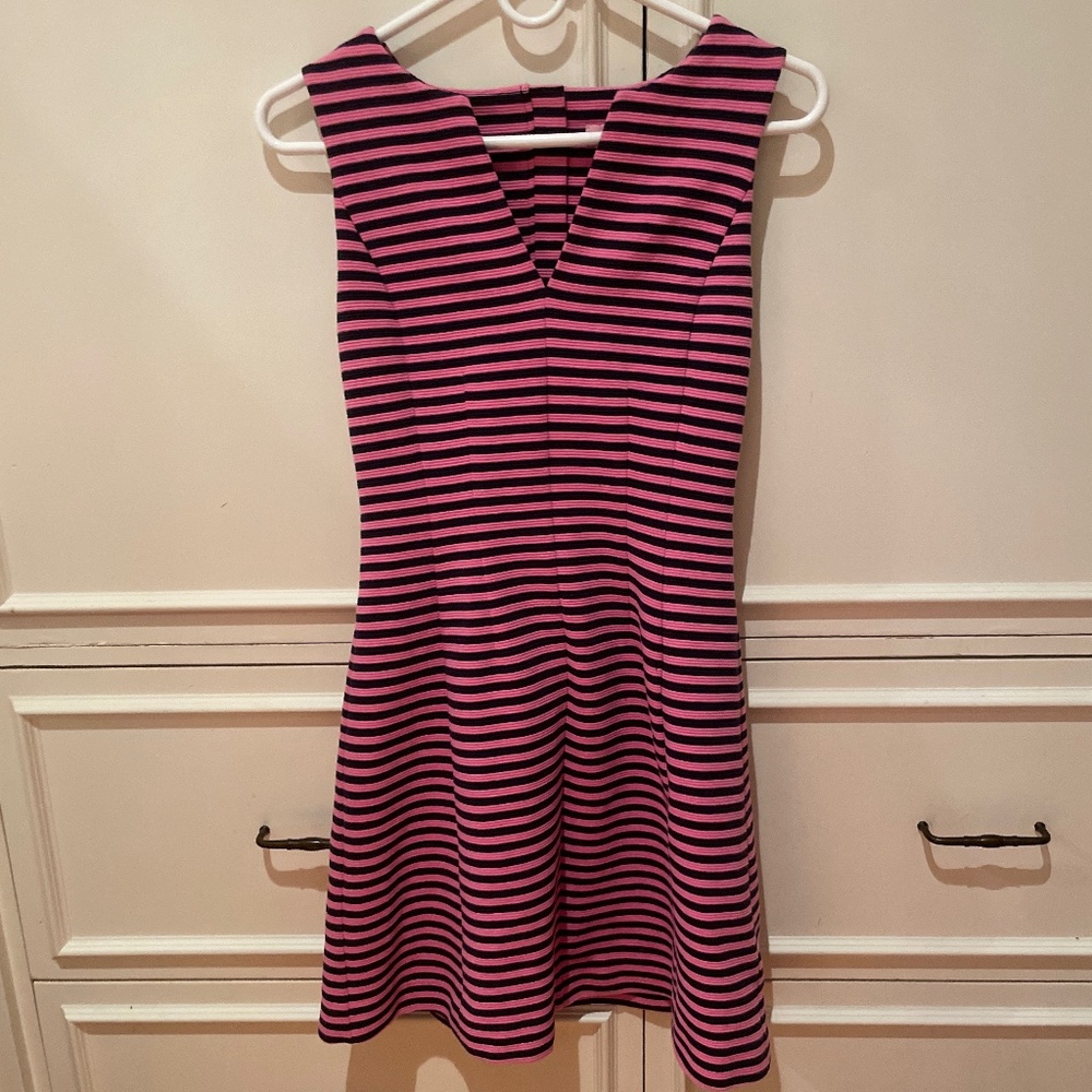 LILLY PULITZER Brielle Fit & Flare Dress, Pink, Ottoman Stripe,  sz XXS
